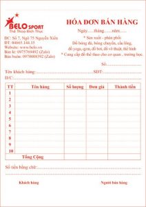 Hóa đơn bán hàng 1 liên
