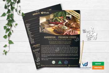 Mẫu tờ rơi nhà hàng thịt bò Ambrosia